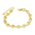 Goldenes Armband mit hohlen runden Gliedern und funkelnden Zirkonia-Steinen besetzt - Kreis Zirkon Stil (8#) / Gold
