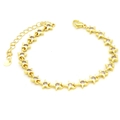 Nahaufnahme des goldenen Sternarmbands mit funkelnden Strasssteinen und Herzanhänger - Stern-Stil (7#) / Gold
