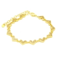 Detail eines goldenen Herz-Gliederarmbands mit Zirkonia-Besatz und verstellbarer Kette - Herz Ketten Stil (6#) / Gold