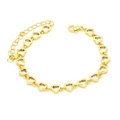 Detail eines goldenen Herz-Armbands mit klaren Zirkonias und verstellbarem Verschluss - Herz-Stil (2#) / Gold