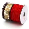 Grosse bobine de cordon tressé rouge vif pour bijoux avec motif floral sur le support - Type B Rouge