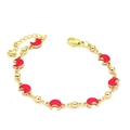 Goldenes Perlenarmband mit sechs roten Mondsicheln und verstellbarem Karabinerverschluss - B1 Armband (Roter Mond Stil)