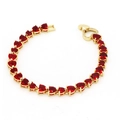 Hip-Hop-Tennisarmband in Herzform mit roten Zirkonia und goldfarbener Beschichtung - Armband / Rot