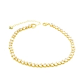 Detail of gold heart-shaped tennis chain showing lobster clasp and extension chain - Necklace / White