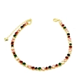 Hip hop heart tennis bracelet with colorful zircon stones in gold plated setting - Necklace / Colorful