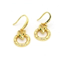 Detail of snake drop earrings in gold finish with white crystals and green stone eyes - Snake Design (a03)
