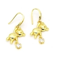 Elegant gold drop earrings featuring a cute bear pendant with a sparkling star crystal - Star Bear (a04)