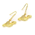 Golden planet stud earrings featuring inlaid pearls and sparkling zircon Saturn rings - Planet Saturn (a05)
