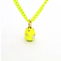 Neon yellow egg pendant necklace with gold crown and crystals on a Cuban link chain - Neon Yellow Gold Crown Yellow Chain Style (07)