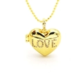 Vintage gold heart locket necklace with LOVE engraving and crystal bead chain - Heart LOVE Letter Locket (11#)