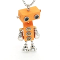 Gelede oranje robot ketting met tandwiel ogen en Eiffeltoren voeten voor hip hop stijl - Oranje
