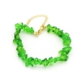 Detail of green irregular stone beads bracelet with a gold metal lobster clasp and chain - Bracelet Grass Green Style / Green