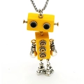 Collana robot articolata con corpo giallo e gambe a Torre Eiffel su catena lunga in metallo - Giallo