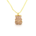 Detailansicht einer goldenen Kugelkette mit einem rosa kristallbesetzten Bärenanhänger - Rosa