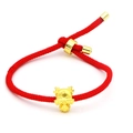 Close-up of a red woven zodiac dragon bracelet with a gold charm and adjustable closure - Frosted Cute Dragon Style (B)