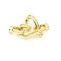 Macro shot of gold heart-shaped jewelry clasp with pave-set cubic zirconia for necklaces - Heart Shape / White Zirconia (A1)