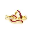 Golden heart-shaped jewelry clasp with red and clear zircon stones for necklaces - Heart Shape / Red Zirconia (A4)