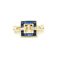 Close-up of golden geometric jewelry clasp with blue zircon stones for DIY necklace - Square Shape / Blue Zirconia (B1)