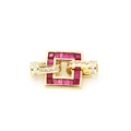 Square gold jewelry clasp with red zircon and clear gems for DIY necklace chains - Square Shape / Red Zirconia (B2)