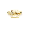 Detailed view of square gold jewelry clasp featuring baguette-cut zircon pavé setting - Square Shape / White Zirconia (B3)