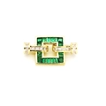 Art Deco style green zircon rectangle clasp connector for jewelry making in gold finish - Square Shape / Green Zirconia (B4)
