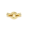 Detailed view of round gold-plated connector clasp set with sparkling cubic zirconia - Round Shape / White Zirconia (C1)