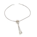 Silver box chain slider bracelet with adjustable bead and cubic zirconia charms - Box Chain (904) / White Gold (Style a)