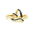 Golden heart jewelry connector with dark blue square zircons and white crystals - Heart Shape / Blue Zirconia (A3)