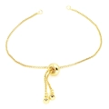 Adjustable 18k gold plated box chain bracelet with sliding bolero clasp and round charms - Box Chain (904) / Gold (Style a)