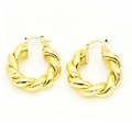 Boucles d'oreilles créoles minimalistes plaquées or 18 carats avec design torsadé - Style Motif Spiral Torsadé (F4) / Or