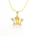 Collar estrella dorada con relieve de la Virgen María y circonitas claras en fondo blanco - Colgante Estrella (905-A1)