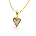 Collier à perles dorées avec pendentif cœur en nacre et pierres noires serties - Style Coeur