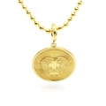 Collier vintage français doré avec pendentif cœur croix et chaîne à billes - Médaillon Cercle Coeur Croix (A5)