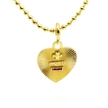 French retro gold heart pendant necklace with red gems and radial cross design - Radiant Heart Cross Style (A3)