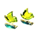Goldene Friedenstaube Ohrstecker mit blau und gelb facettierten Kristallen im Retro-Stil - Gelbgrüner & Blauer Vogel (C3)