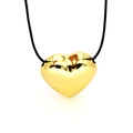Colgante de corazón dorado pulido en cordón negro minimalista para un estilo chic - 15mm / Dorado