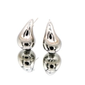 Polished silver teardrop earrings with a glossy hollow geometric design and mirror reflection - 18mm Platinum Color