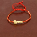 2024 Year of the Dragon red braided rope bracelet with gold Fu character pendant charm - Golden Ruyi Fu (C)
