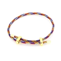 Nahaufnahme von mehrfarbigem geflochtenem Armband mit verstellbarem goldenem Schiebeverschluss - Mehrfarbig (08#)