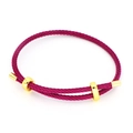 Details des verstellbaren rosaroten geflochtenen Armbands mit goldenen Metallschiebern - Rosenrot (05#)