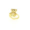 Dettaglio dell'anello a forma di orso dorato con zirconi micro-pavé e fascia regolabile - Orsetto Pavé Zirconia Trasparente (B Colore Oro Bianco) / Oro Bianco