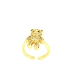 Anello regolabile con orsetto dorato e micro-pavé di cristalli di zircone lucido - Oro Bianco