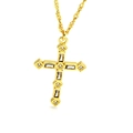 Vintage gold cross pendant necklace with clear rectangular and rhombus cubic zirconia - Rectangular And Rhombus Clear Zircon Cross Style (B) / Gold