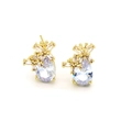 Detail of drop earrings featuring butterfly zircon studs and large pear-shaped crystals - White Waterdrop Butterfly (B1)