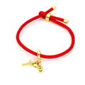 Bracelet cordon rouge avec breloques croix dorée, cœur et œil porte-bonheur - Style Croix Cœur Mauvais Œil en Strass (F1)