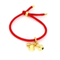 Bracelet cordon tressé rouge avec pendentifs dorés et fermoir à nœud coulissant réglable - Style Cloche Perle Cylindrique (F5)