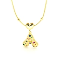 Golden letter A heart pendant necklace with multi-colored cubic zirconia and snake chain - Letter A Style