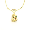 18k gold plated heart necklace with colorful zircon letter B pendant and snake chain - Letter B Style