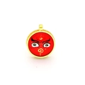 Ethnic gold round pendant with red traditional Wisdom Eyes pattern for good fortune - Red Wisdom Eye (A3)