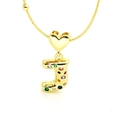 Macro shot of 18k gold heart necklace with colorful zircon letter J on snake chain - Letter J Style